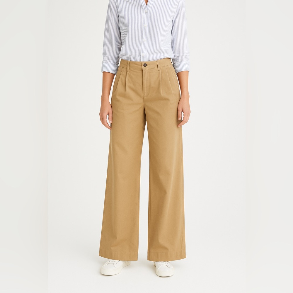 Vineyard Vines Woman’s Pleated Wide Leg Chino Officer‎ Khaki Pants NWT